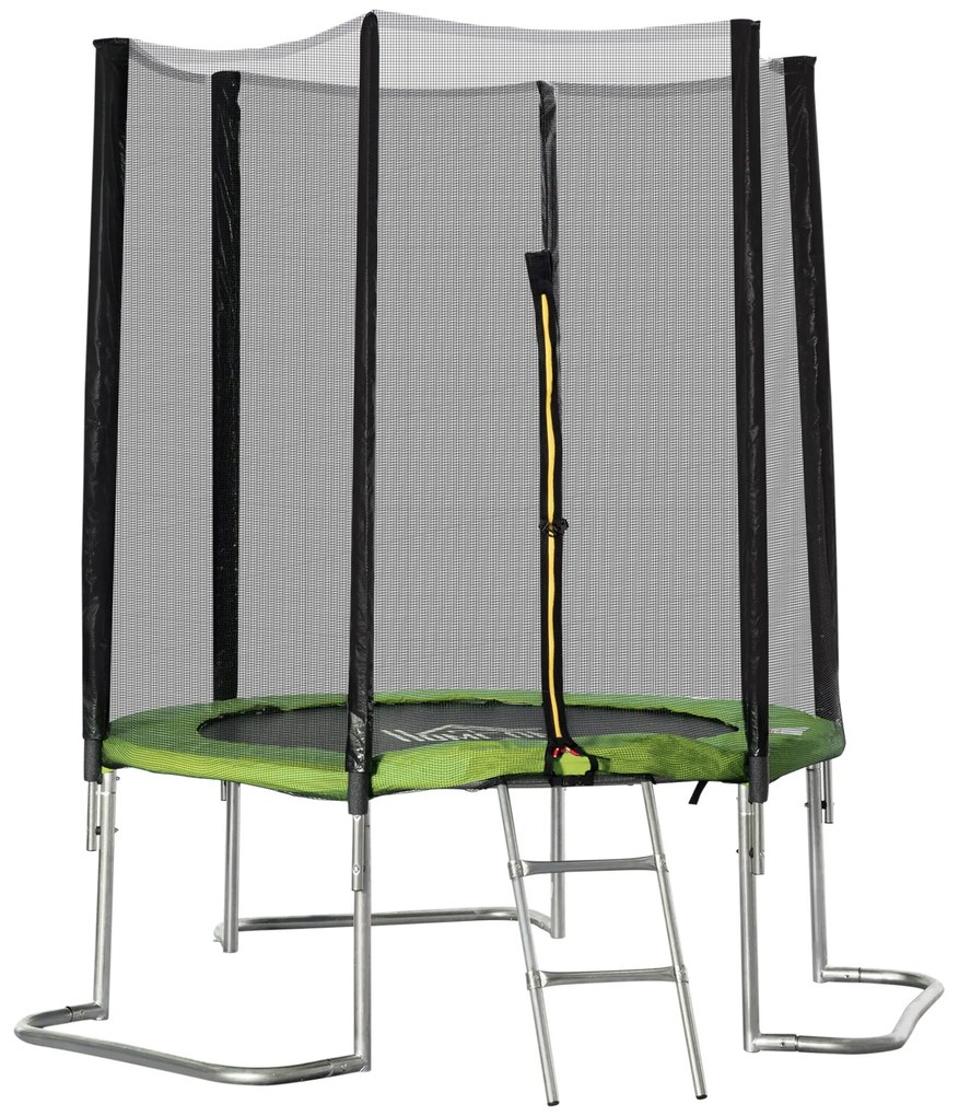 Trampolim de Jardim Ø223cm Trampolim para Crianças Adultos com Superfície de Salto Ø137cm Rede de Segurança Cobertura de Bordas e Escada para