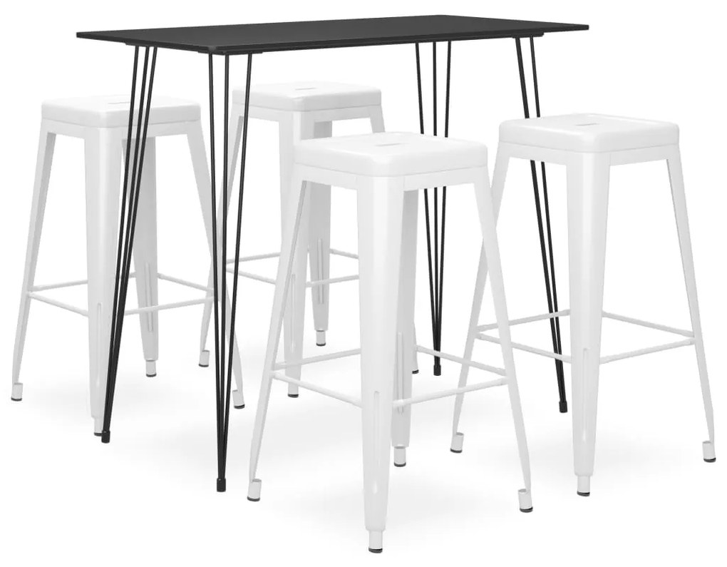 vidaXL 5 pcs conjunto de bar preto e branco