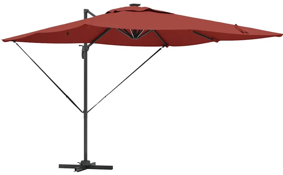 Parasol Cantilever Roma da com LEDs em terracota - 286 x 285 x 270 cm,