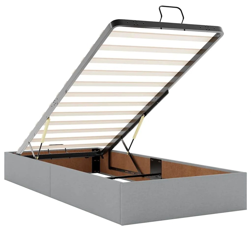 Estrutura cama otomana colchão 90x190 cm tecido cinzento claro