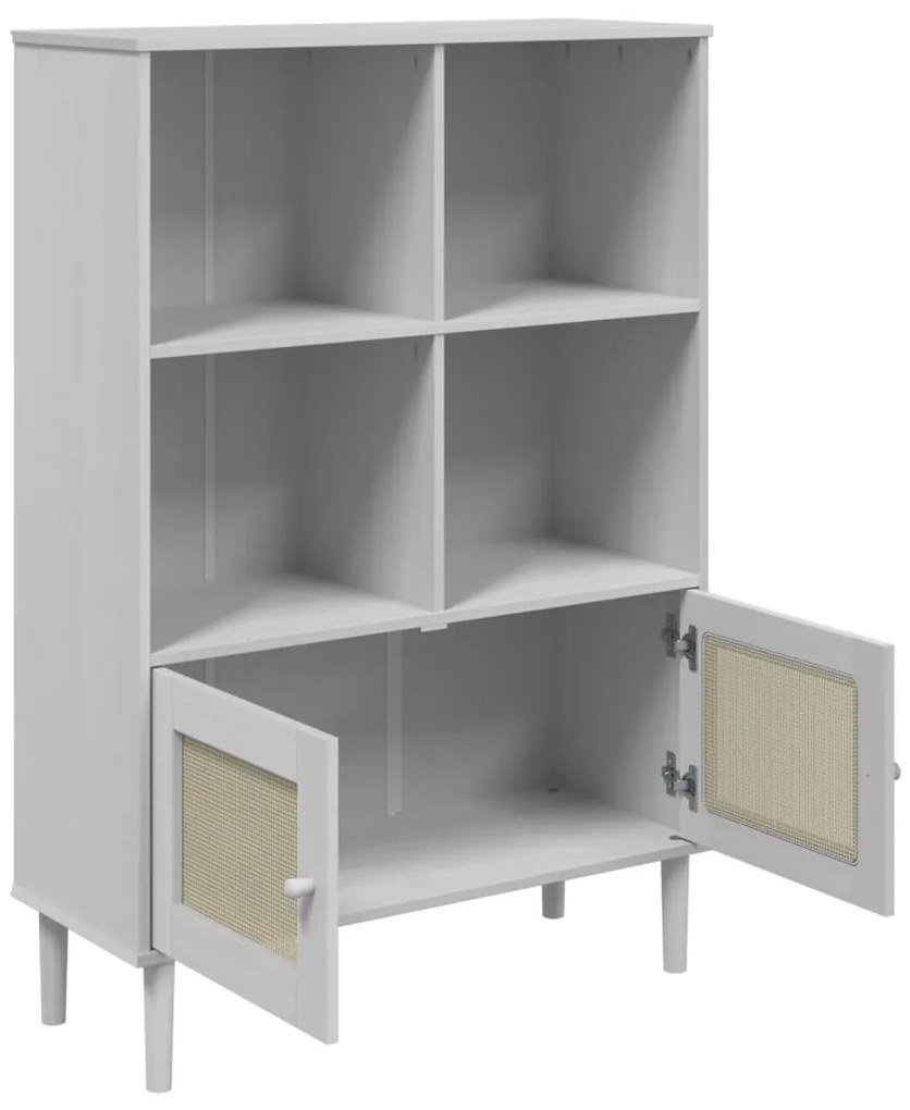 Estante SENJA aspeto de vime 90x35x130 cm pinho maciço branco