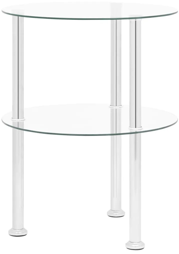 Mesa de apoio c/ duas prateleiras 38cm vidro temp. transparente
