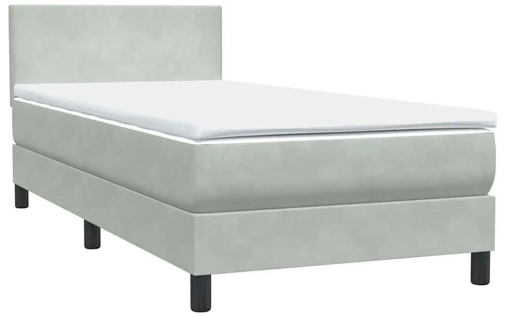 Cama com molas/colchão cinzento-claro 80x210 cm veludo