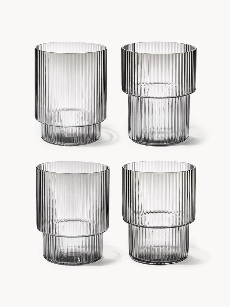 Copos artesanais com relevo ondulado, 200 ml, conjunto de 4