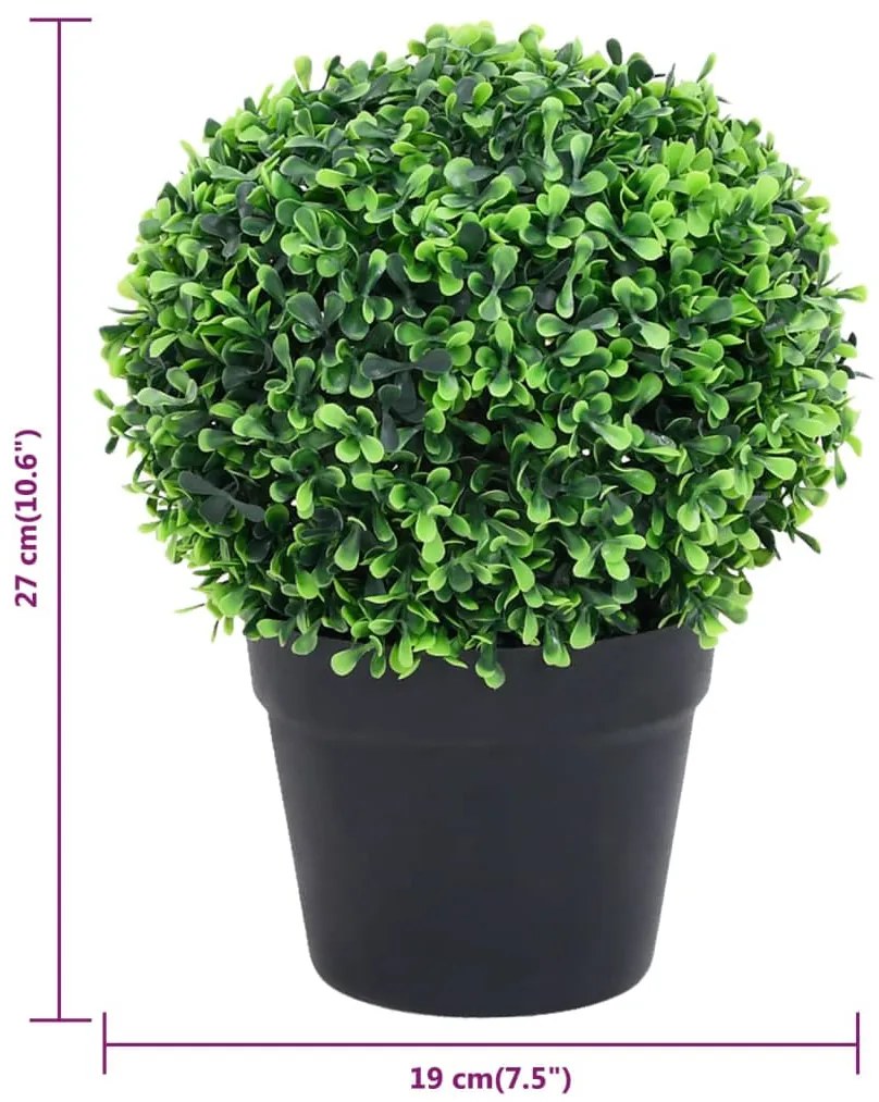 Plantas bolas de buxo artificiais c/ vasos 2 pcs 27 cm verde