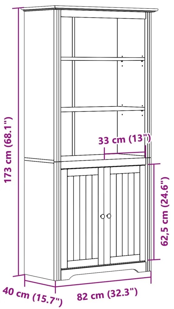 Estante BODO 82x40x173 cm madeira de pinho maciça branco