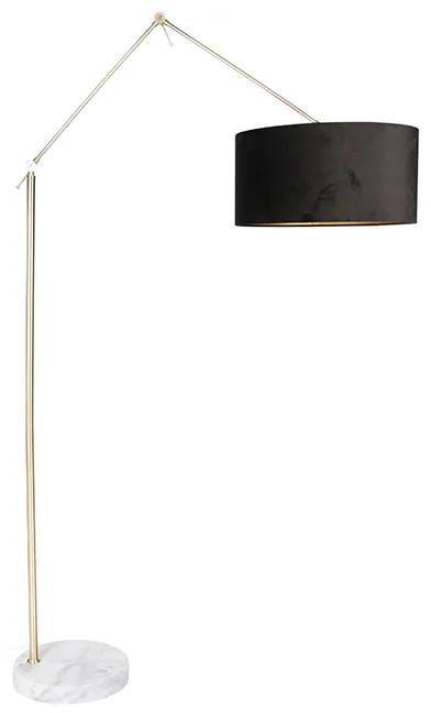 Candeeiro de pé dourado moderno abajur veludo preto 50cm - EDITOR Moderno