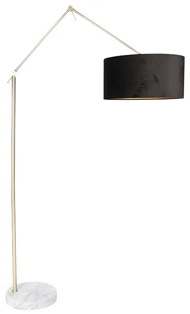 Candeeiro de pé moderno com cúpula de veludo dourado preto 50 cm - Editor