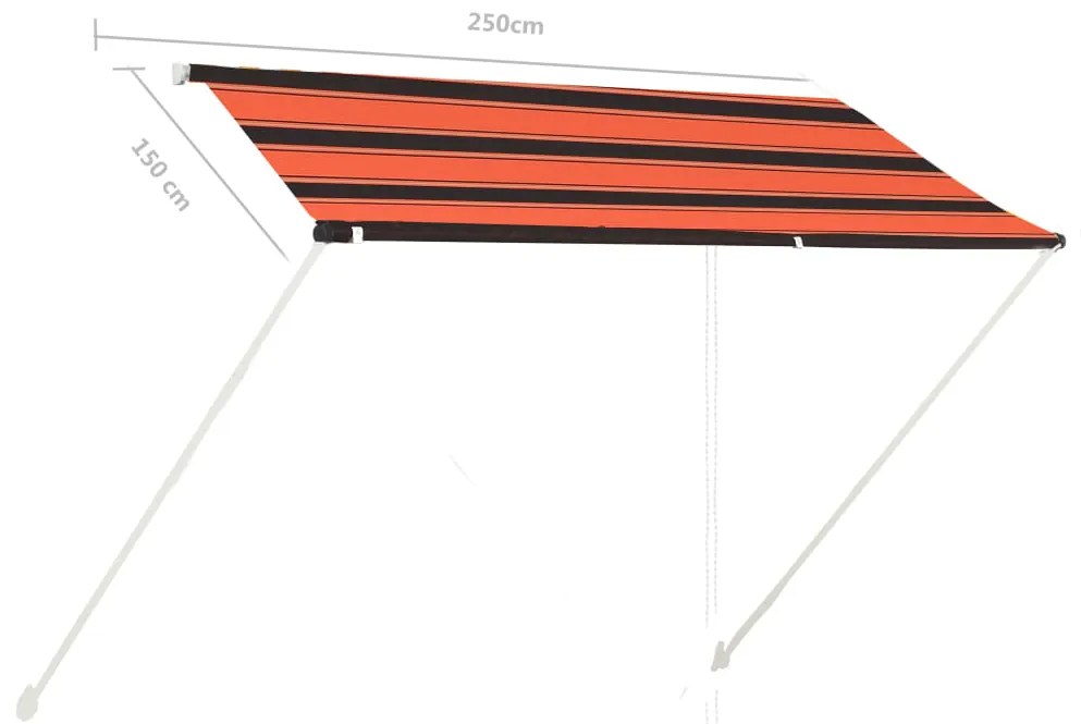 Toldo retrátil 250x150 cm laranja e castanho