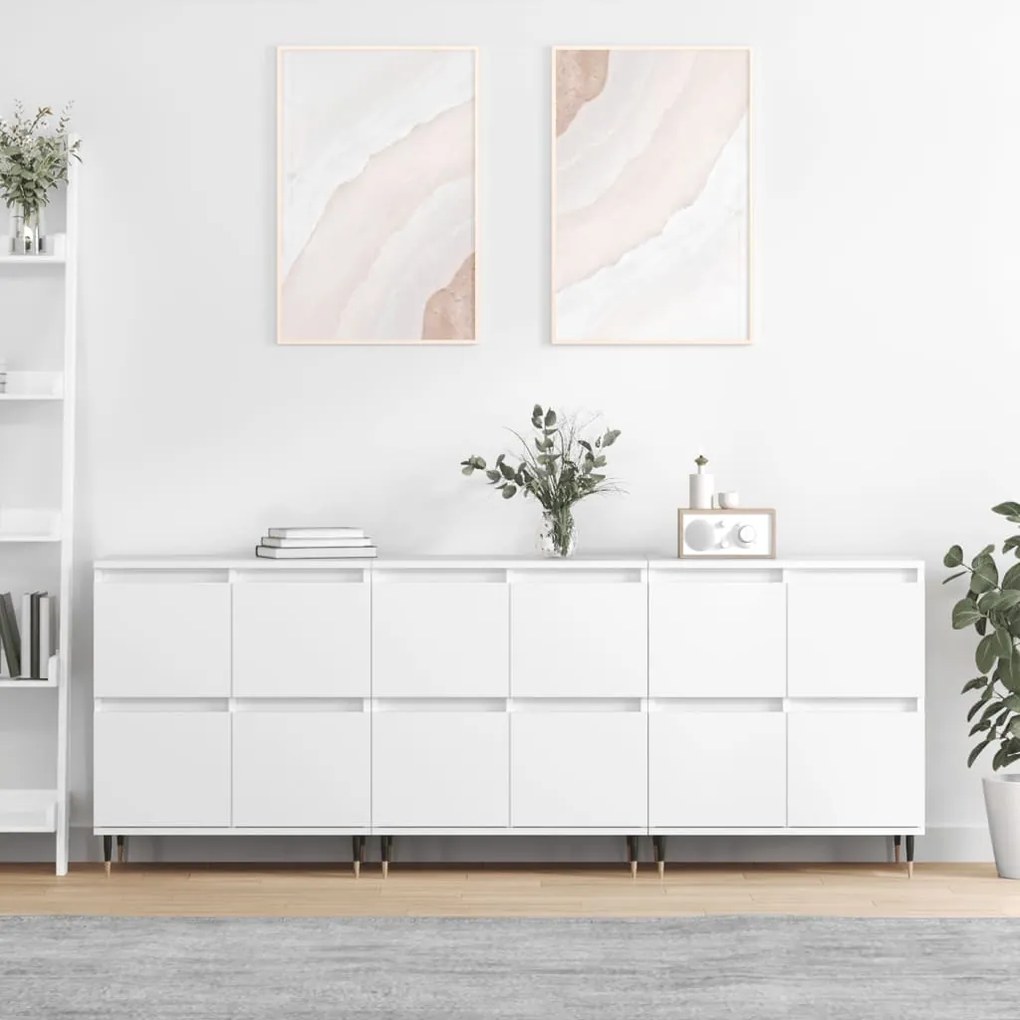 vidaXL Aparadores 3 pcs madeira processada branco