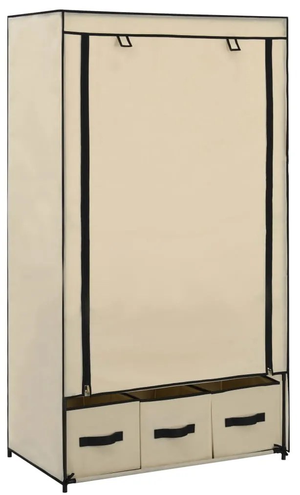 282459 vidaXL Roupeiro 87x49x159 cm tecido cor creme
