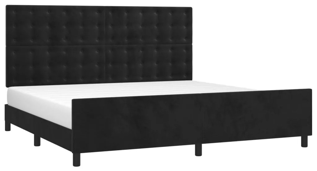 Estrutura de cama sem colchão 200x200 cm veludo preto