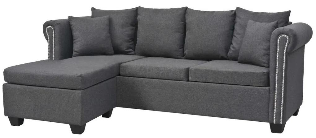 Sofá de tecido em forma de L 200x140x73 cm cinzento escuro