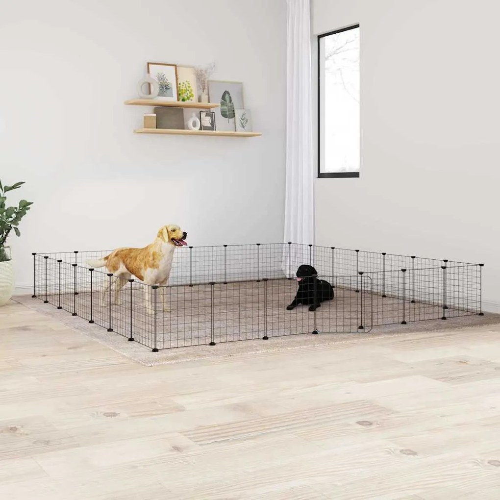 Gaiola p/ animais de 28 painéis c/ porta 35x35 cm aço preto