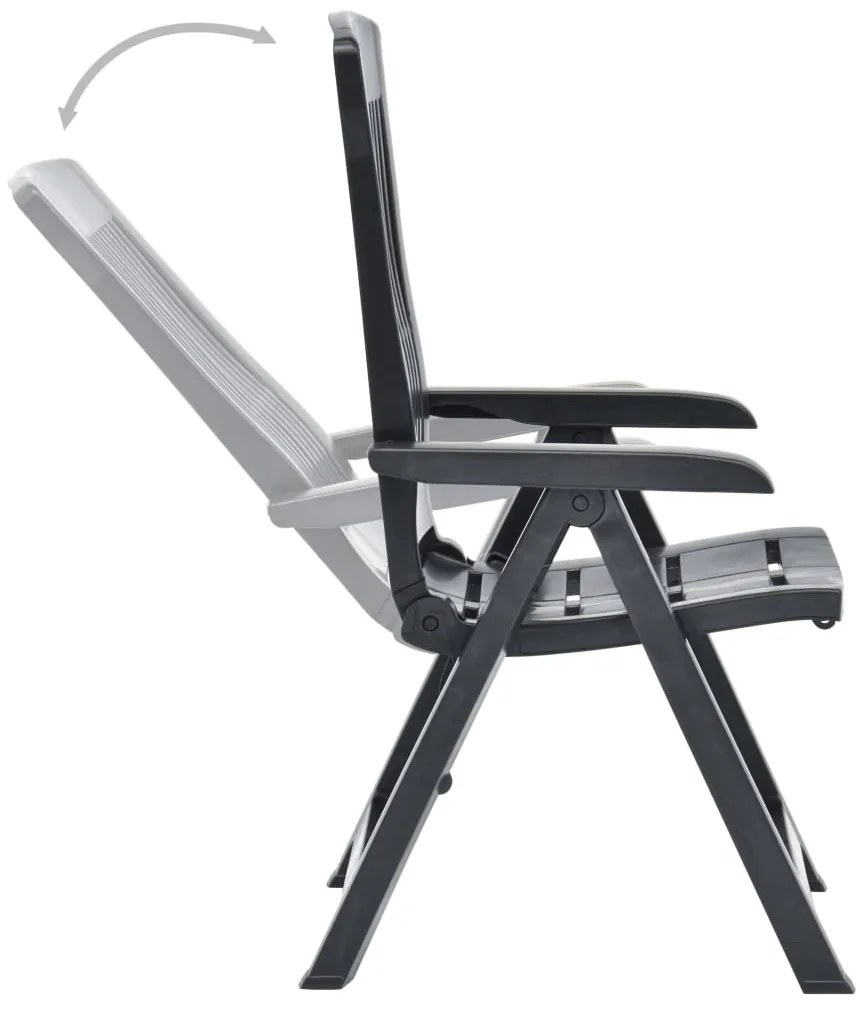 Cadeiras de jardim reclináveis 2 pcs plástico antracite