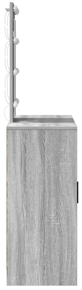 mesa de maquilhagem vidaXL com luzes LED cinzento sonoma 102x33x135 cm