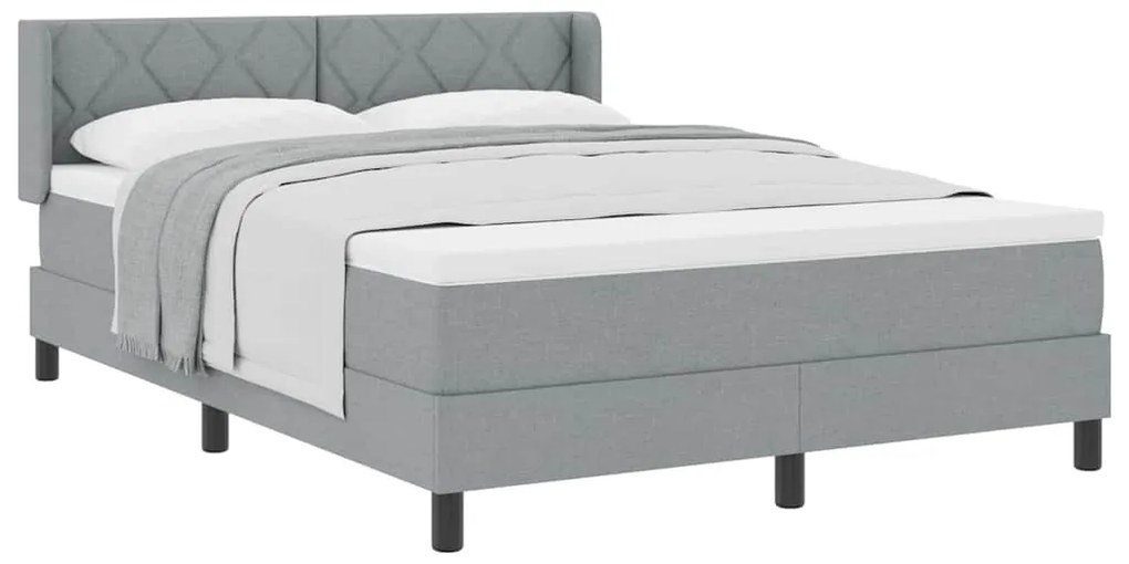 Cama Box com Colchão Cinza Claro, 160 x 200 cm, Tecido