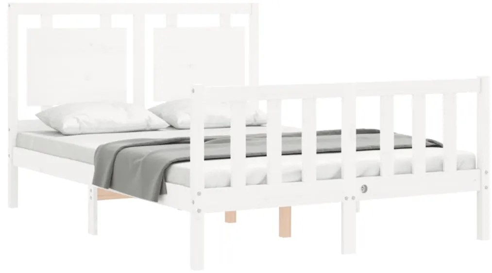 Cama sem colchão 140x190 cm madeira de pinho maciça branco