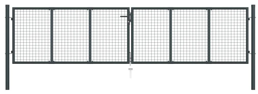 vidaXL Portão de jardim em rede aço galvanizado 400x150 cm cinzento
