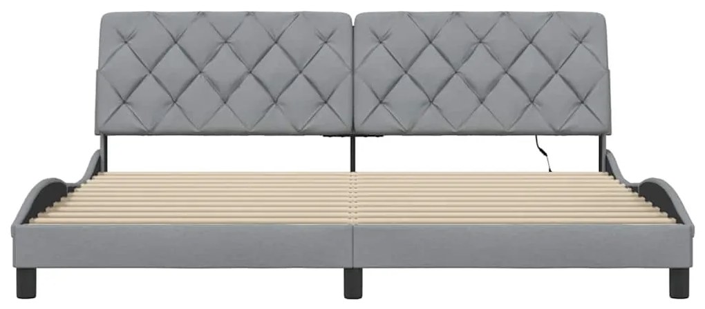 Estrutura de cama com LED sem colchão 200x200 cm tecido