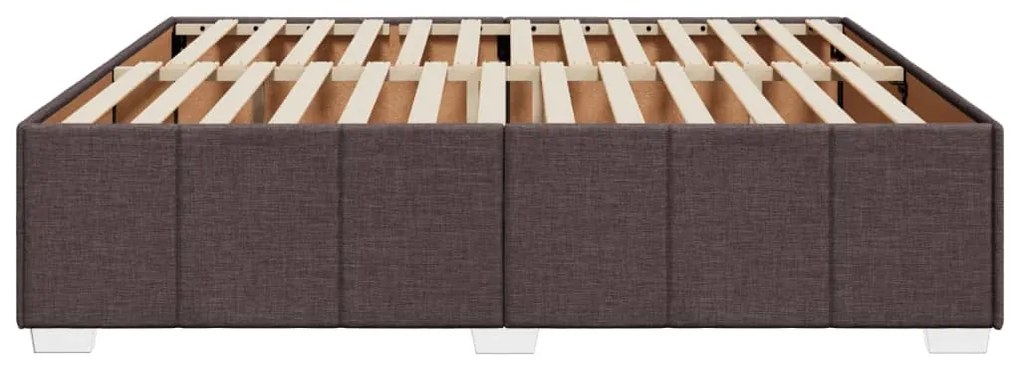 Estrutura de cama sem colchão 200x200 cm tecido castanho-escuro