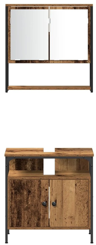 Conjunto de Mobiliário para Casa de Banho de 4 Peças Madeira Velha Mad