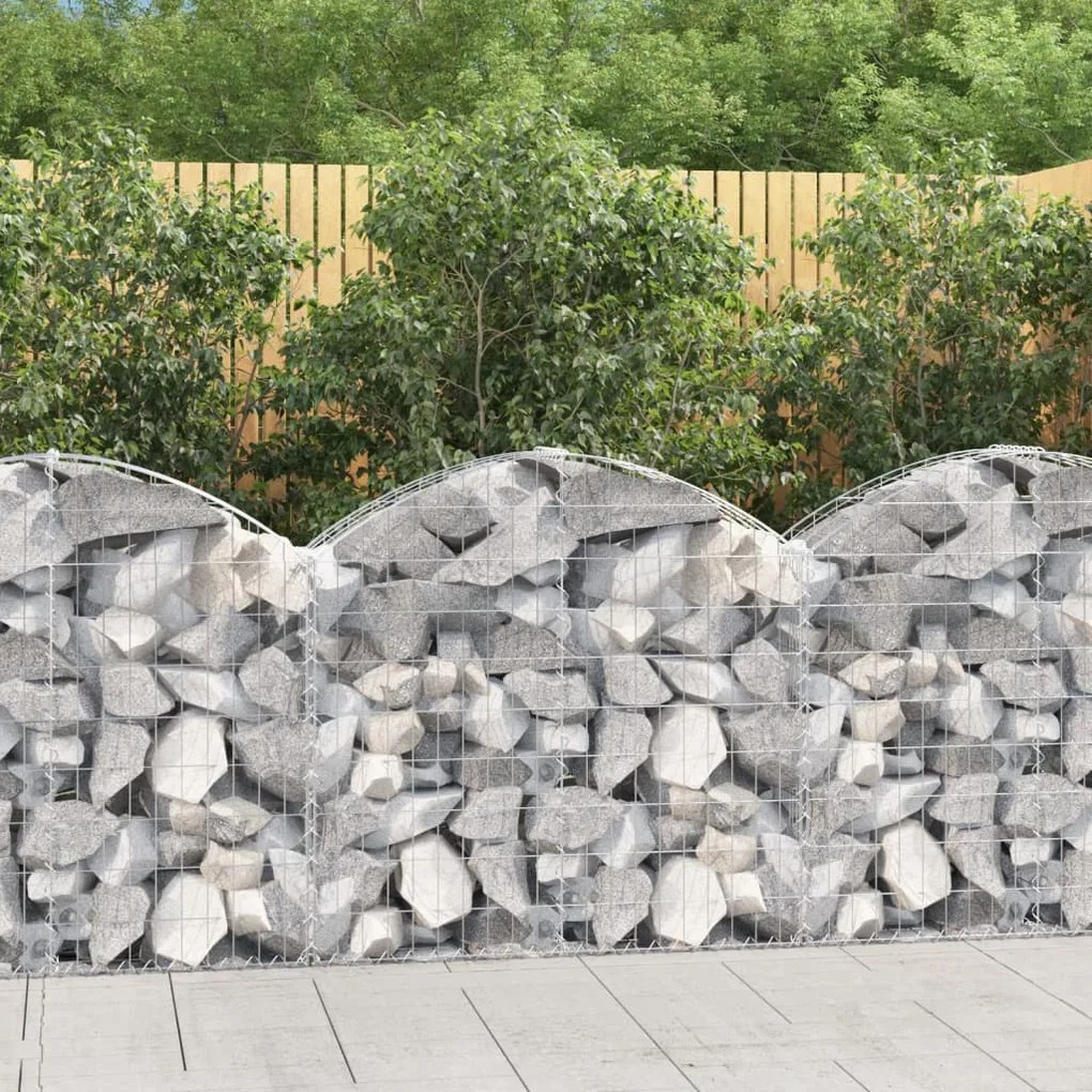 153424 vidaXL Cesto gabião arqueado 100x30x80/100 cm ferro galvanizado