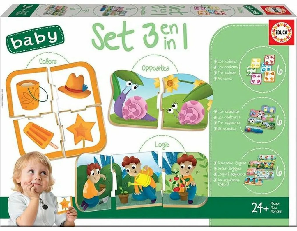 Puzzle Educa 3 em 1 Multicolor