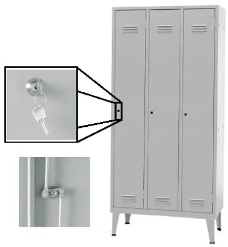 Cacifos Metálicos Triplo 3 Cacifos 1700x900x400mm Chave