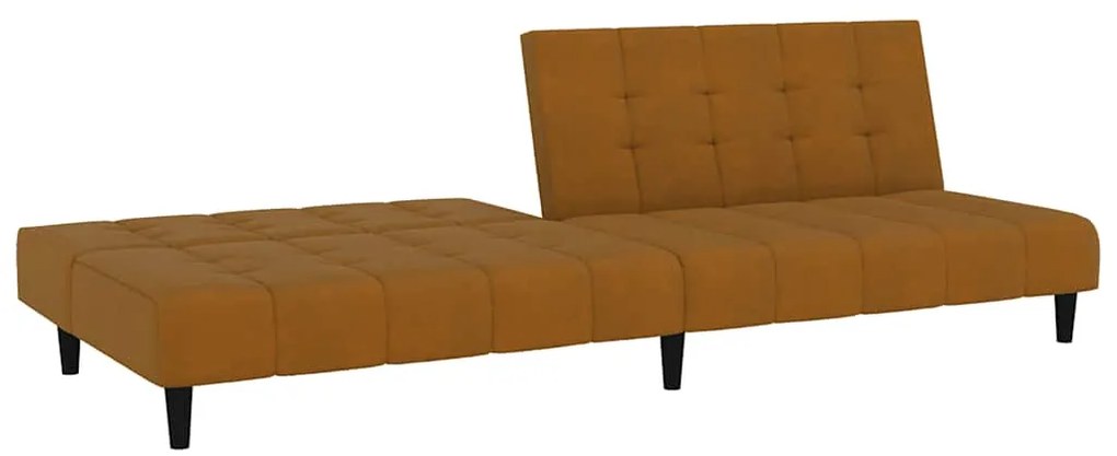 Sofá-cama de 2 lugares veludo castanho
