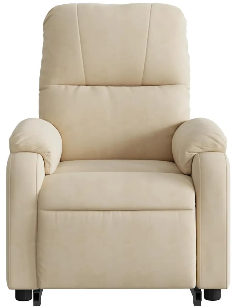Poltrona massagens reclinável elevatória microfibra cor creme