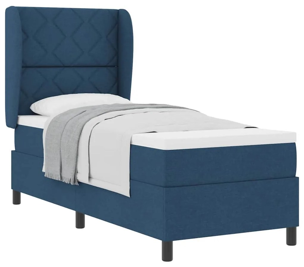 Cama Box com Colchão - Azul, 80x200 cm, Tecido