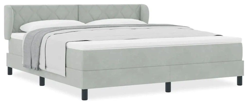 Cama Box com Colchão vidaXL Cinza Claro 180x200 cm em Veludo