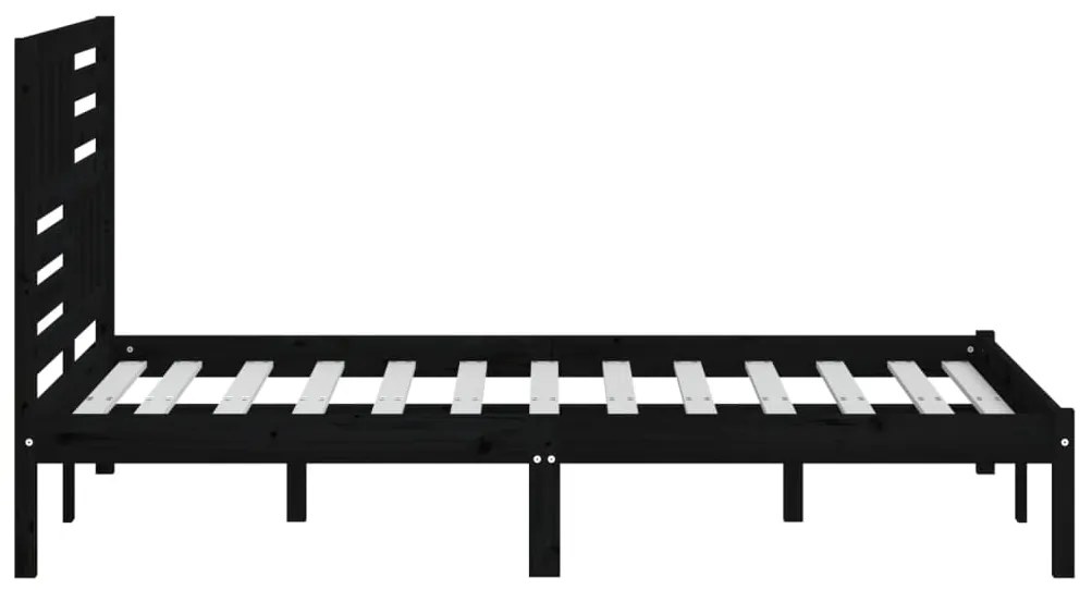 Estrutura de cama 140x190 cm madeira de pinho maciça preto