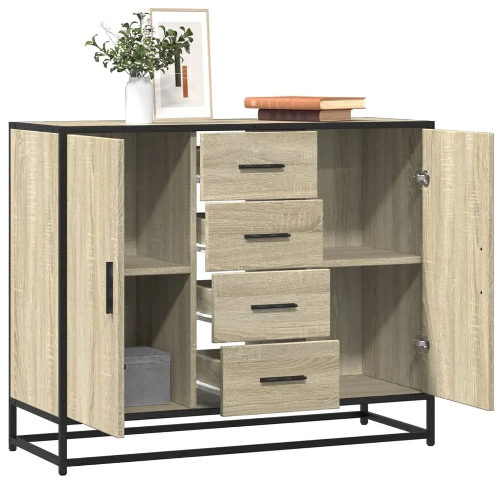 vidaXL Aparador 92x35x76 cm derivados de madeira carvalho sonoma