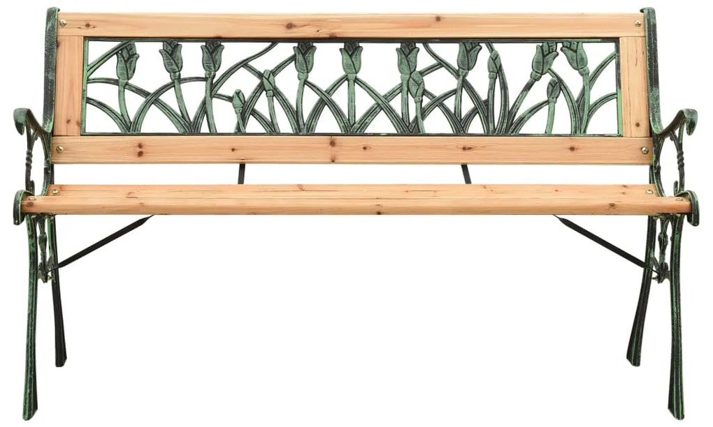 Banco de jardim 122 cm ferro fundido e madeira de abeto maciça
