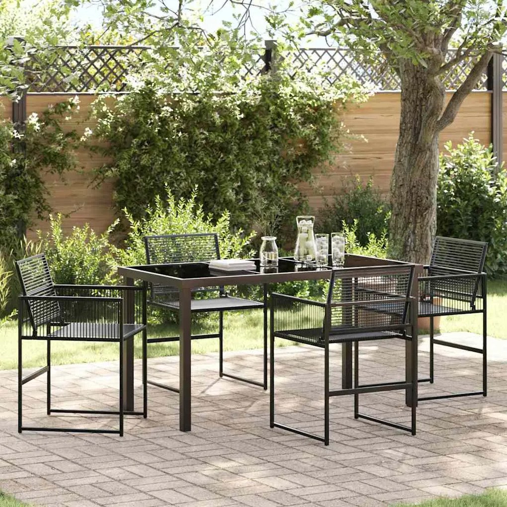 vidaXL Conjunto de Jantar de Jardim com 5 Peças em Rattan Preto