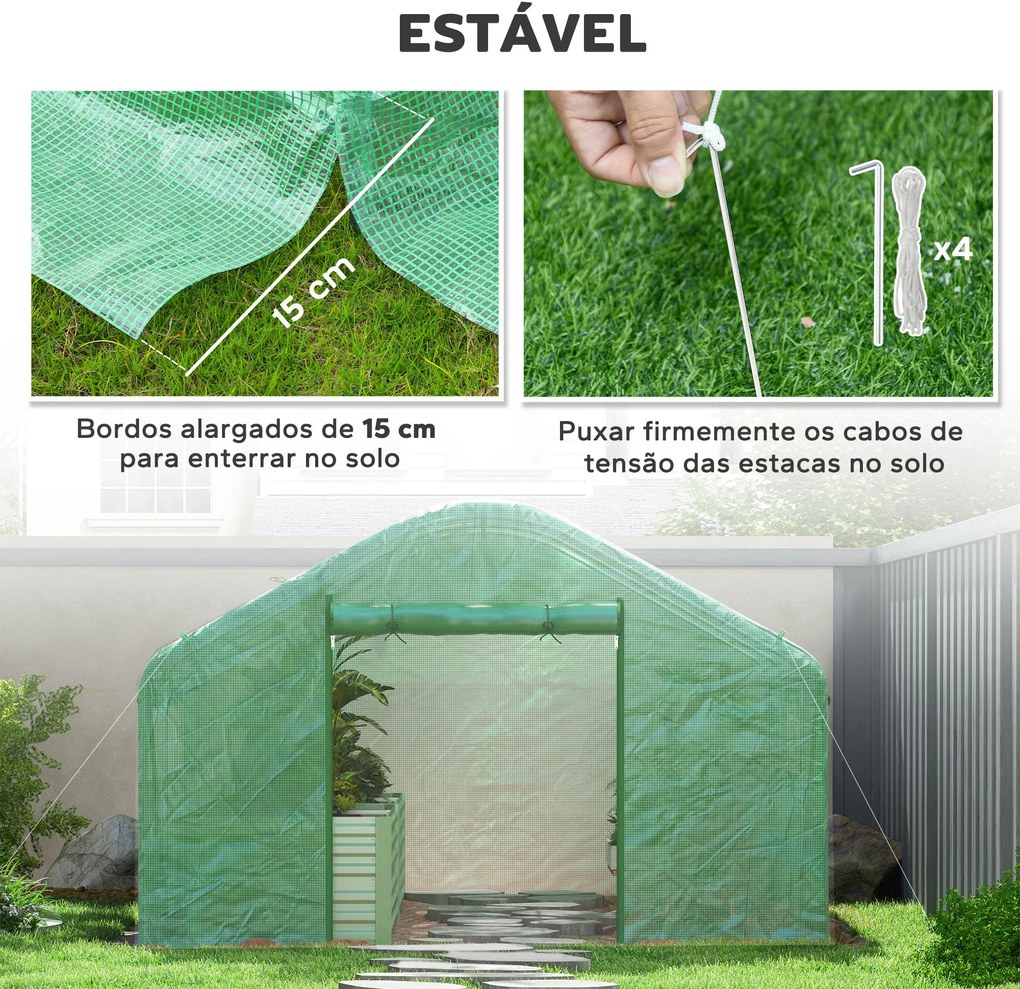 Estufa tipo Túnel 4x3x2 m Estufa de Exterior com 2 Janelas Cobertura P