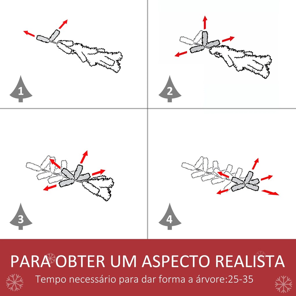 Árvore de Natal Artificial 180cm com 800 Ramos e 61 Pinhas Folhas de P