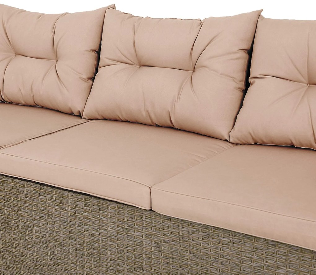 Conjunto Jardim de canto 26 peças em polyrattan premium XXL incl. almofadas creme/bege
