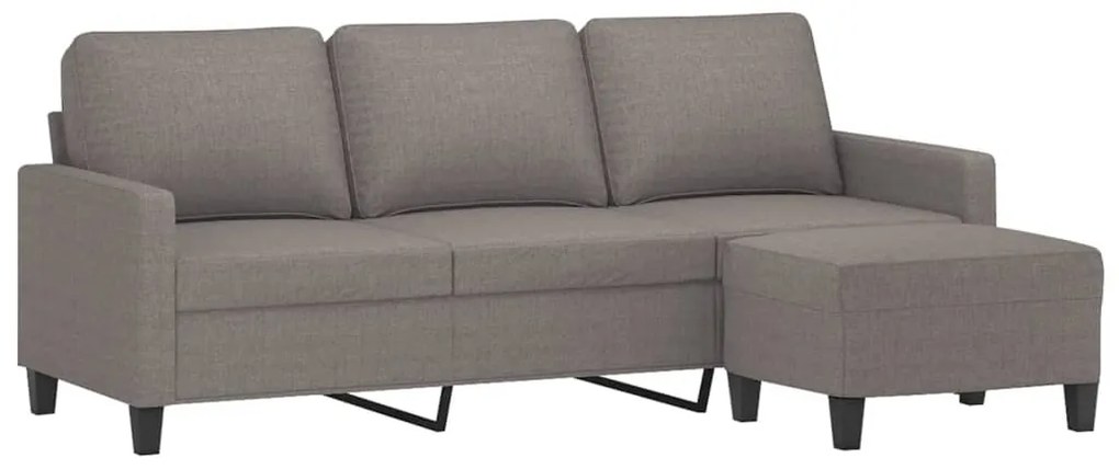 Sofá 3 lugares com apoio de pés 180 cm tecido cinza-acastanhado