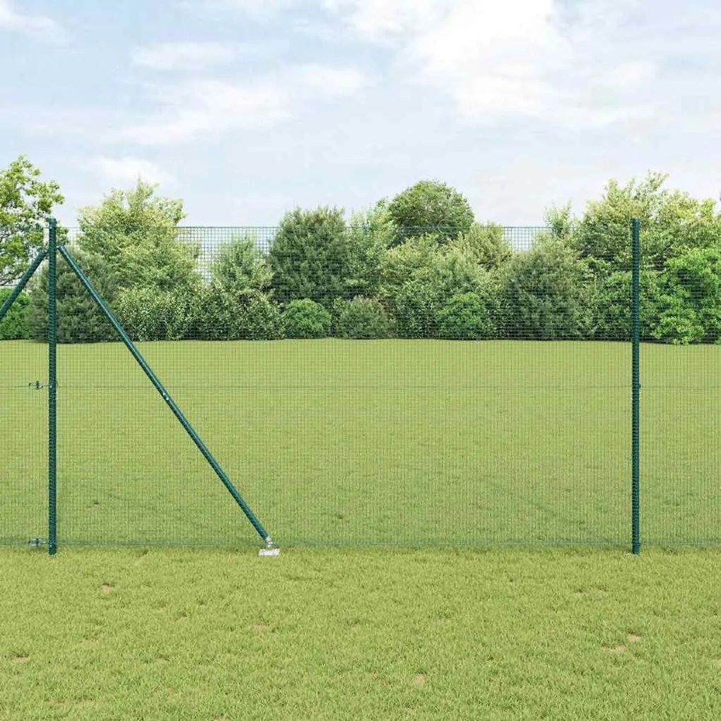 vidaXL Cerca com Postes Verde 1.5 x 10 m Aço
