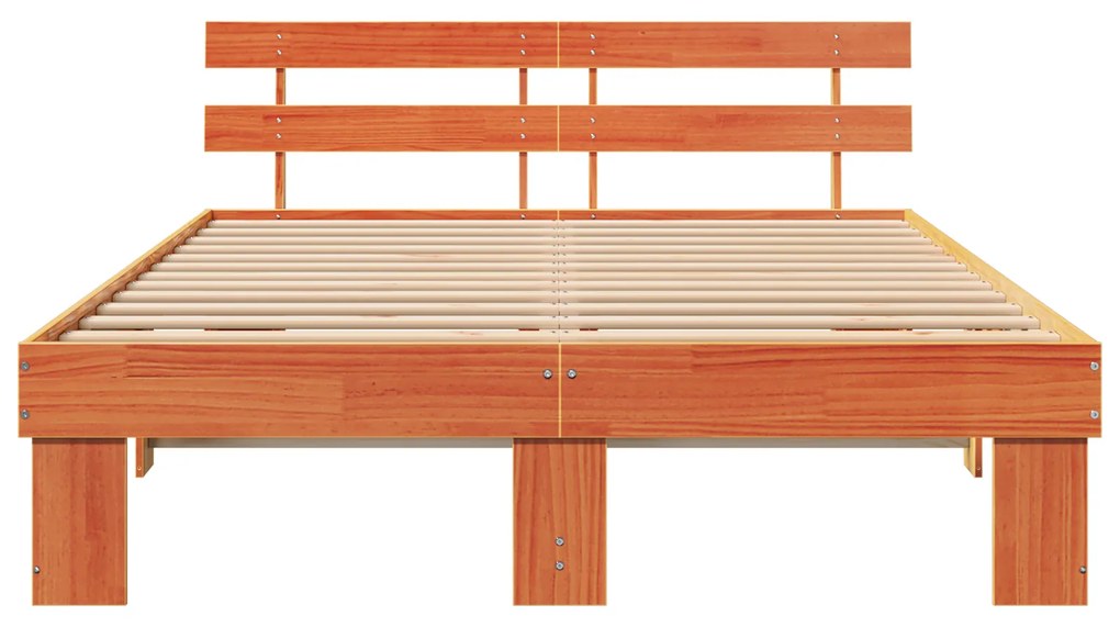 Estrado de Cama com Cabeceira Castanho Encerado 140x200 cm Madeira Mac