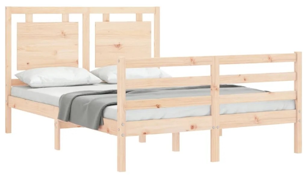 Estrutura de cama com cabeceira 140x190 cm madeira maciça