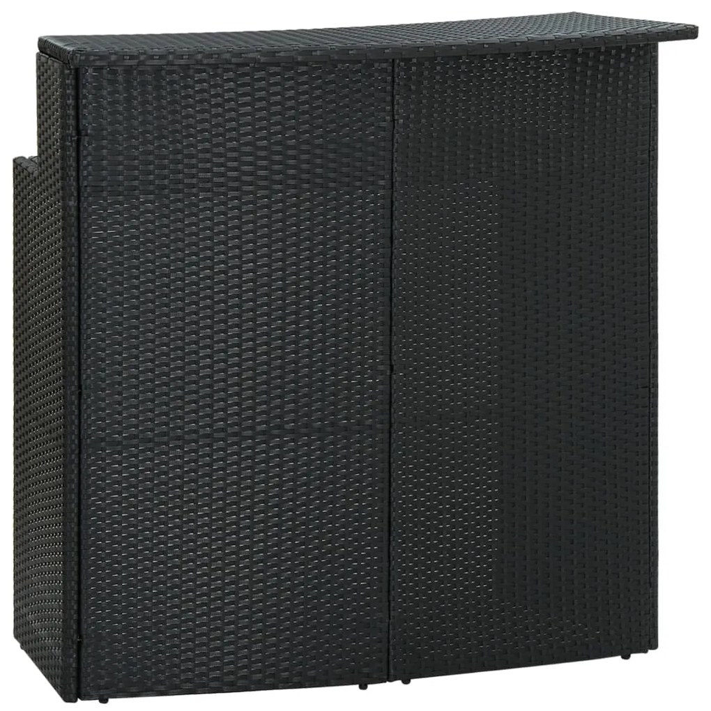 3 pcs conjunto de bar para jardim com almofadões vime PE preto
