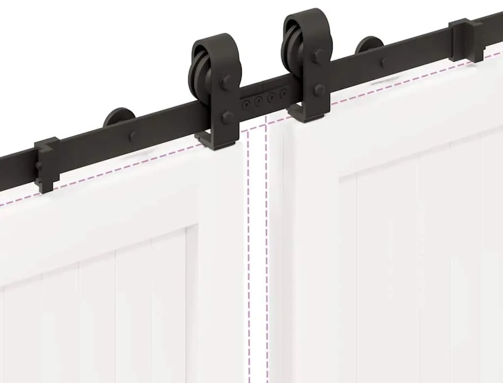 Kit de ferragens para porta deslizante 366 cm aço preto
