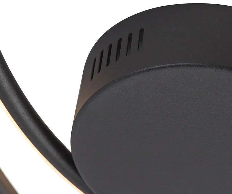 Candeeiro de teto design preto com LED regulável em 3 etapas - Rowan Design,Moderno