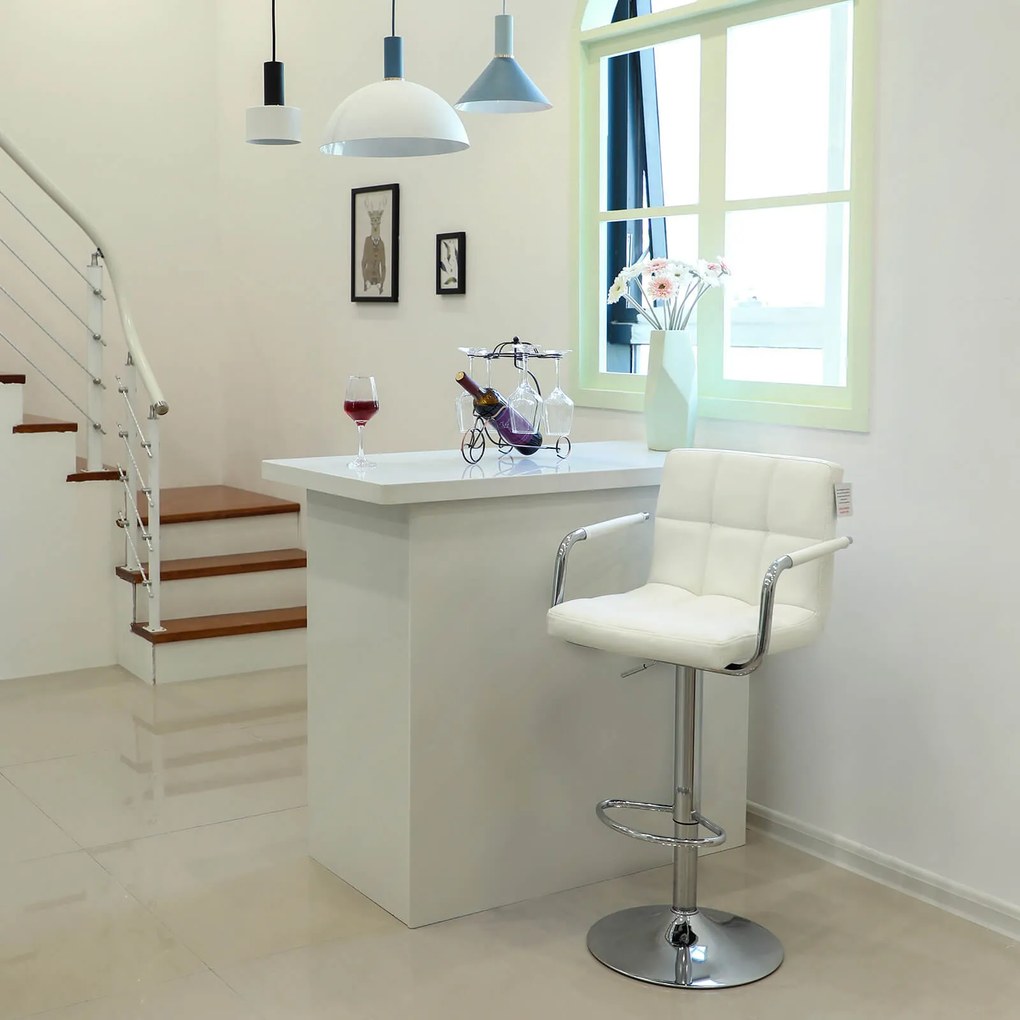 Conjunto 2 Bancos de bar com braços 2 pcs branco