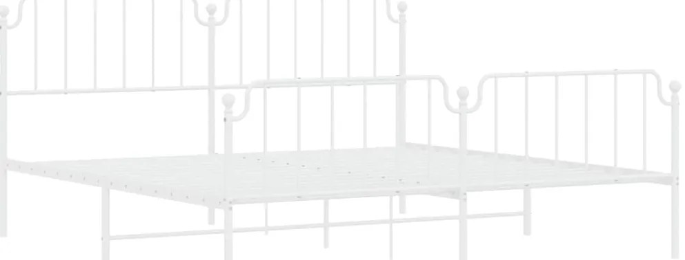 Estrutura de cama com cabeceira e pés 200x200 cm metal branco