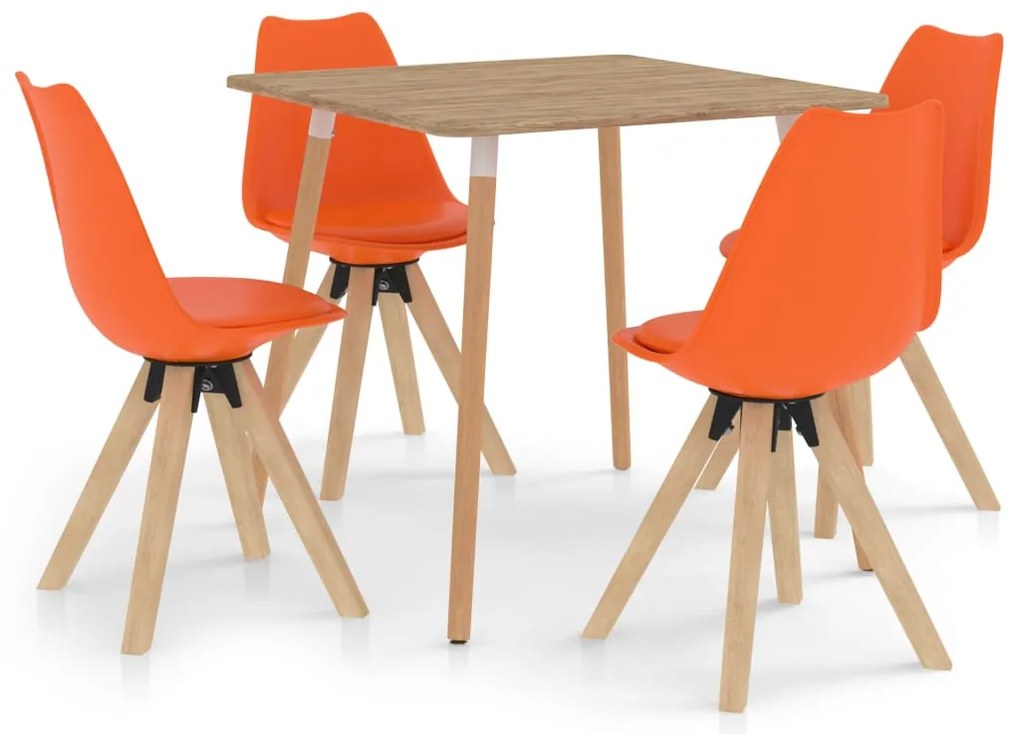 vidaXL Conjunto de jantar 5 peças 80x80 cm laranja